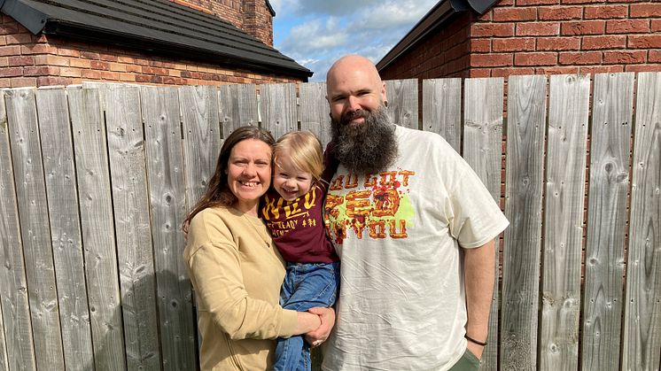 stroke survivor Paul Mclean with wife Suzanne Mclean and son Lorcan aged two. Stroke research means everything to the Mclean family after Paul survived a stroke in June 2016 thanks to the revolutionary treatment, thrombectomy.