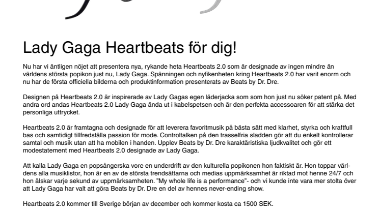 Lady Gaga Heartbeats för dig!