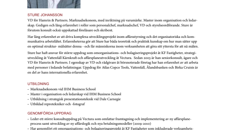 Sture Johanssons konsultprofil
