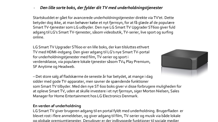 Gør dit fjernsyn smartere med LG Smart TV Upgrader ST600