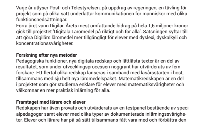 Digilärs miljonbidrag från PTS hjälper tiotusentals elever