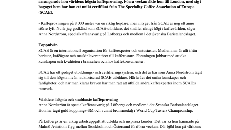 Anna Nordström tar kaffet till nya höjder