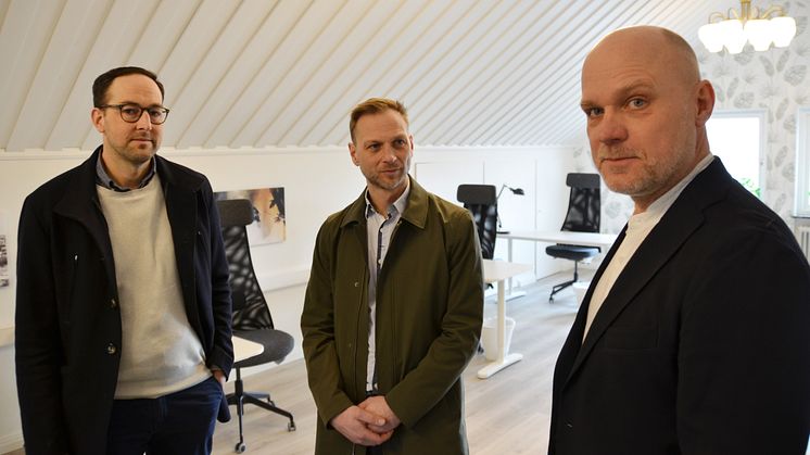Sakarias Winberg, ordförande Företagarna Leksand, Björn Rinstad, vd Leksands Sparbank och Lars Liljegren, projektledare Företagsakuten Leksand-Rättvik-Gagnef