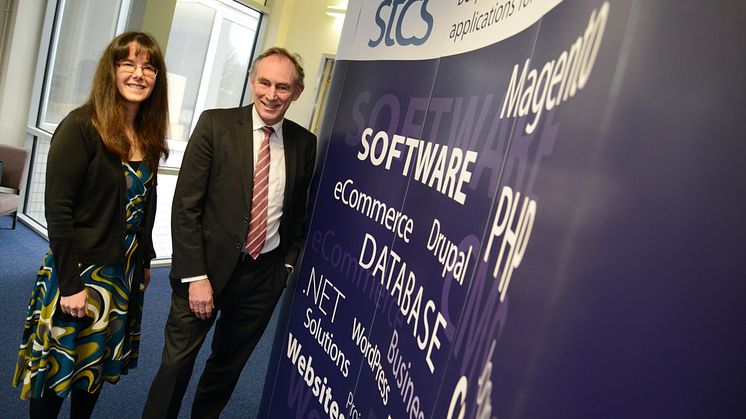 Northumbria University degree apprentice Jennifer Gane pictured with John Wiseman, director of STCS Ltd, which employs three degree apprentices 