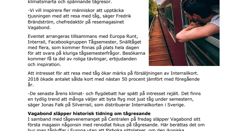 Pressinbjudan från resemagasinet Vagabond: Tid för tåg – välkommen till Centralen på fredag