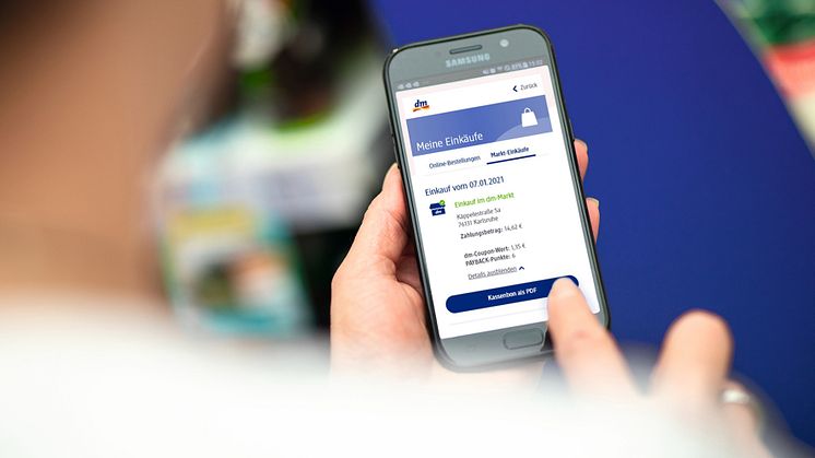 dm bietet neuen Service: Mit der „Mein dm-App“ zum digitalen Kassenbon