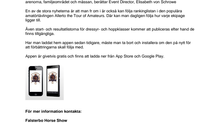Falsterbo Horse Show förbättrar sin smartphone-app