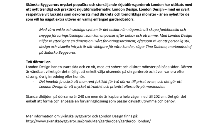 London Design – trendig och vändbar skjutdörr