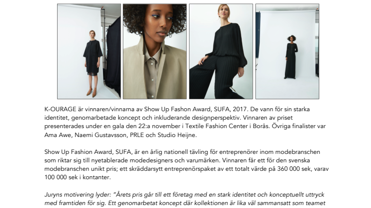 K-OURAGE VINNER SHOW UP FASHION AWARD 2017