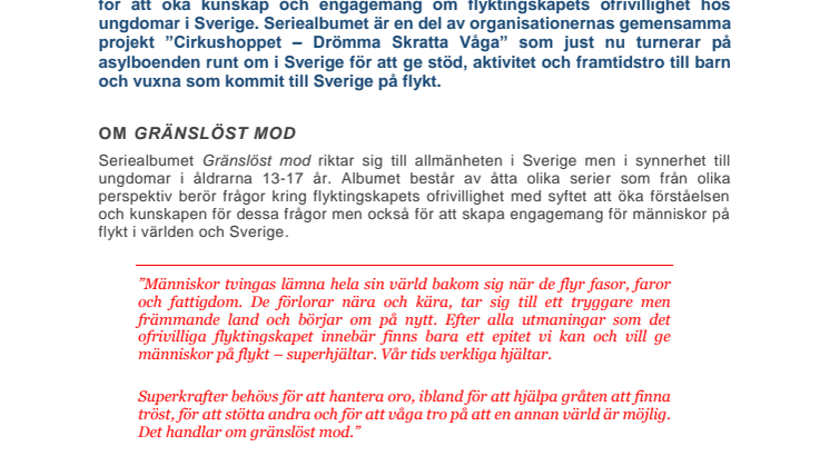 Gränslöst mod – ett seriealbum om flyktingskapets ofrivillighet