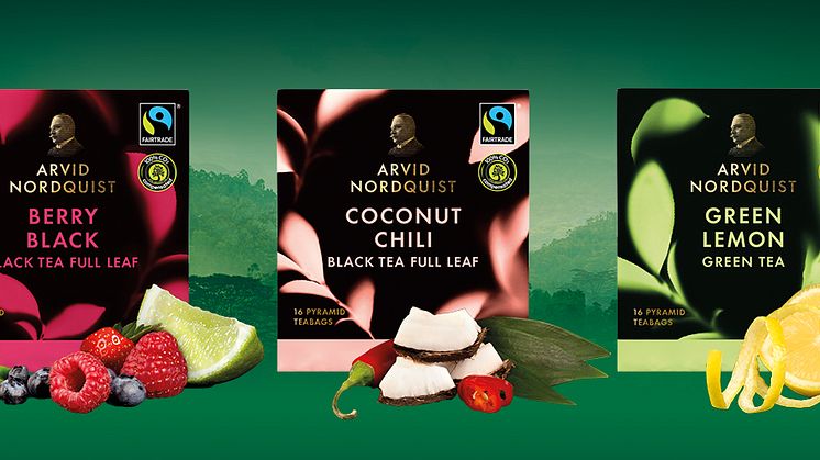 Nya tesmaker från Arvid Nordquist - Berry Black, Coconut chili & Green Lemon.
