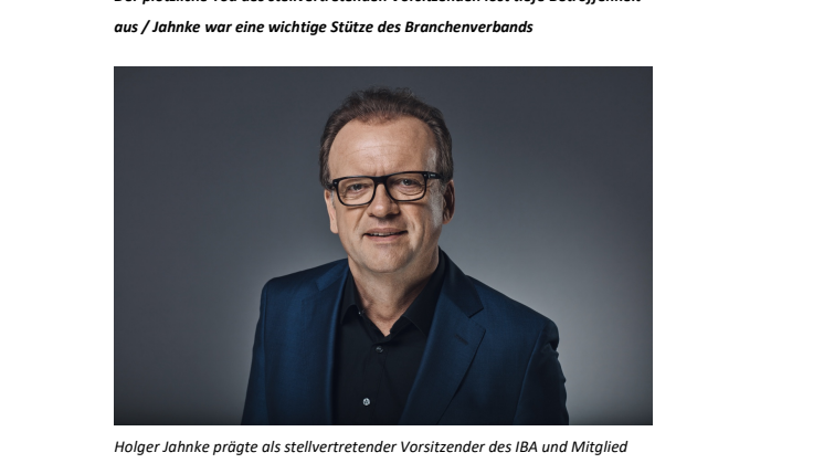 IBA trauert um Holger Jahnke