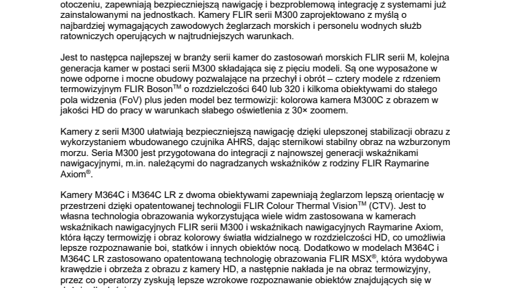 FLIR przedstawia kamery morskie M300