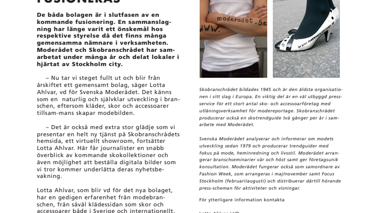 Moderådet och Skobranschrådet fusioneras