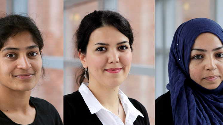 Sneha Goel, Paria Karimi och Tahira Raza är tre av de kvinnliga doktoranderna inom produktionsteknik.