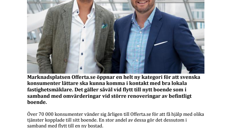 Offerta.se tar klivet in i mäklarbranschen