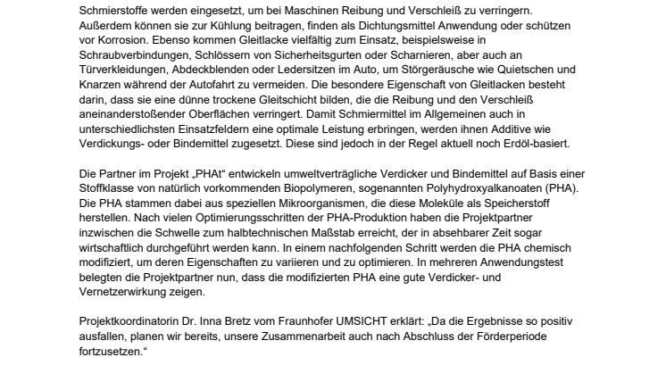 Umweltfreundliche Schmierstoffadditive aus nachwachsenden Rohstoffen
