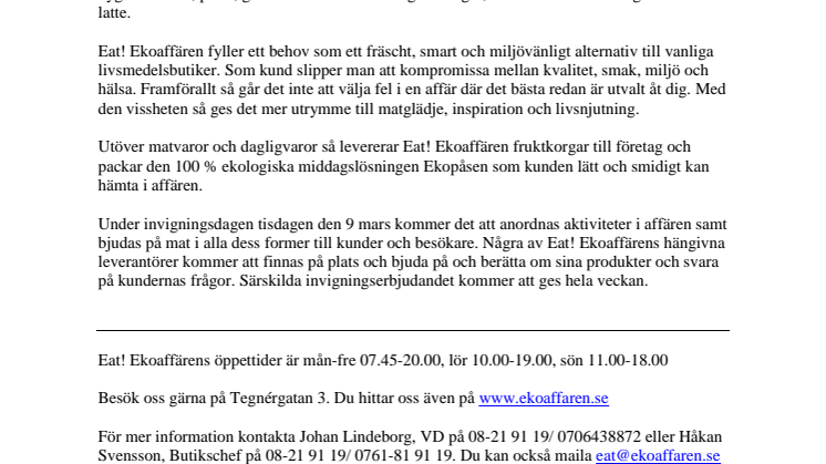 Hermans Ekohandel blir Eat! Ekoaffären