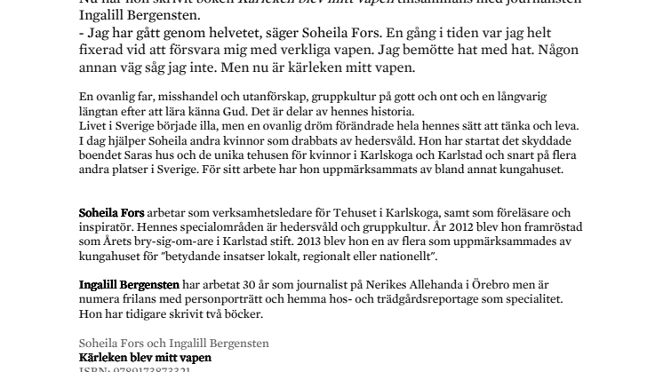 Soheila Fors berättar om sitt liv i boken Kärleken blev mitt vapen
