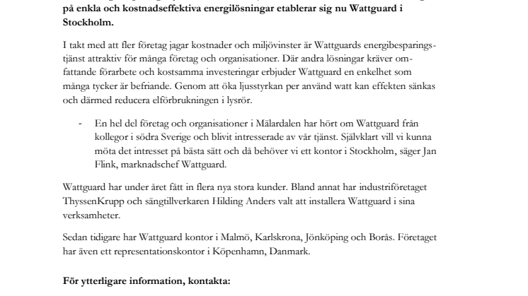 Wattguard expanderar och öppnar kontor i Stockholm