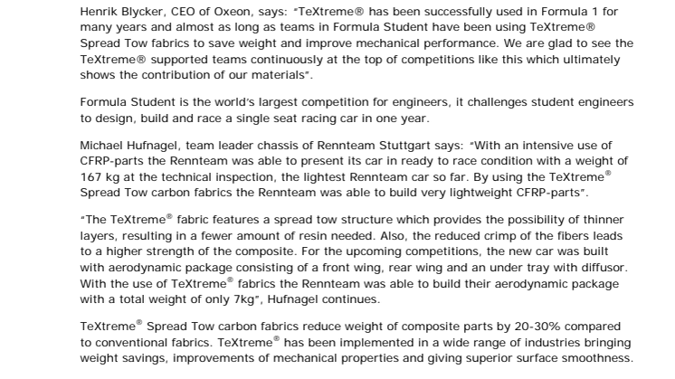 TeXtreme® sponsored team wins FSAE Michigan 2013
