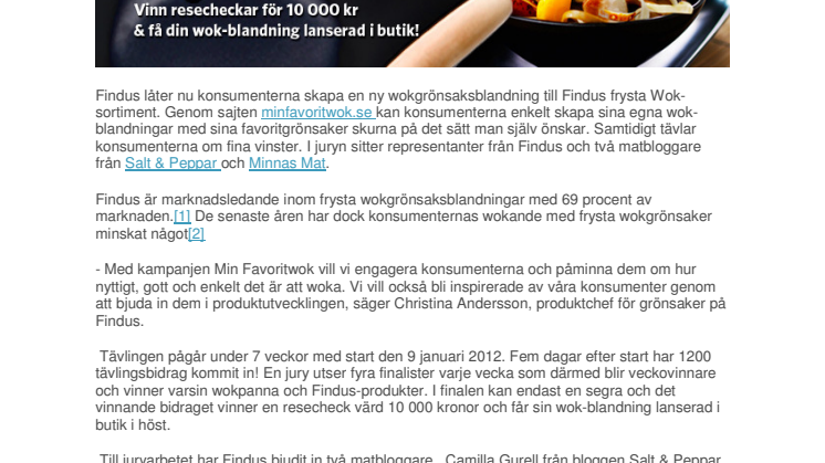 Konsumentens Wok: Findus konsumenter skapar egen fryst wokgrönsaksblandning ! 