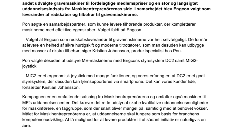 Engcon eksklusiv redskabsleverandør i stort svensk samarbejde