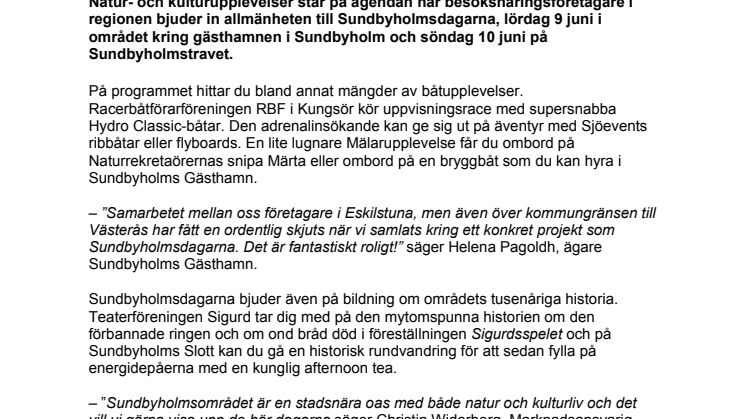 Upplev Mälaren under Sundbyholmsdagarna