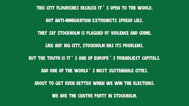 Texten för Centerpartiets kampanj