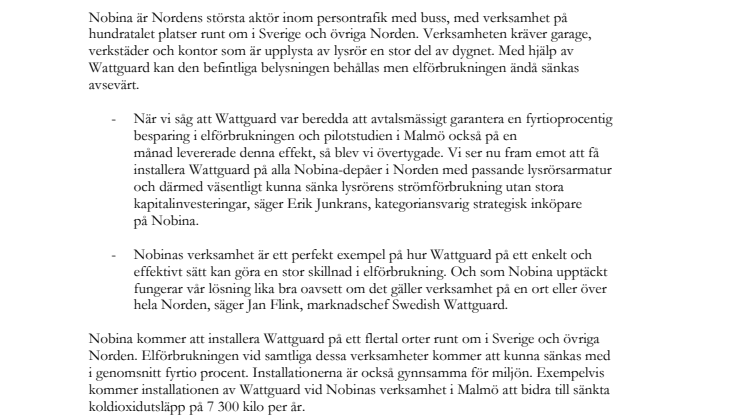 Nobina sänker energiförbrukningen med Wattguard