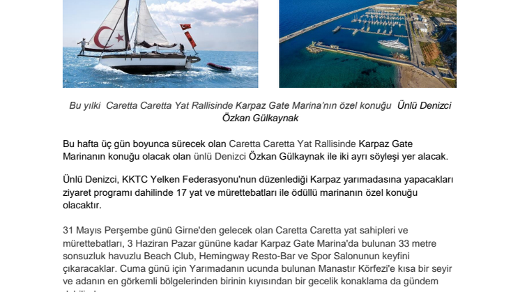 Karpaz Gate Marina Caretta Caretta Yat Rallisinde