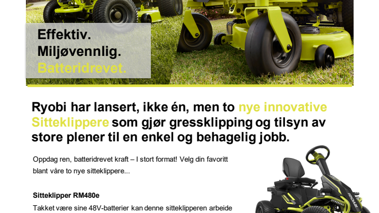Ryobi introduserer "Gartnerens elbil"