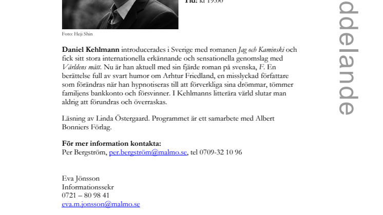 ​Daniel Kehlmann till Internationell författarscen 