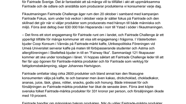 Över 13 800 västerbottningar deltar i årets stora Fairtrade-fika