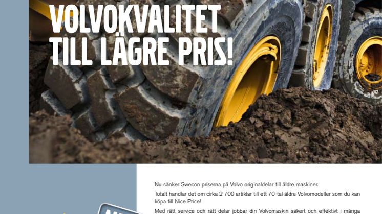 Nice Price på reservdelar – Swecon gör äldre Volvomaskiner lönsamma och mer driftssäkra