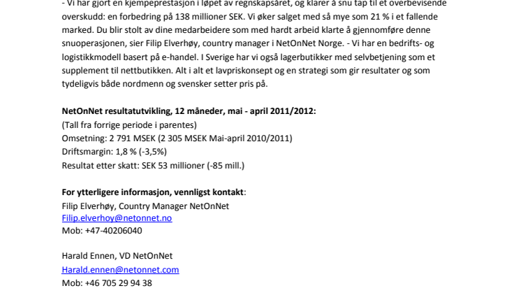Rekordresultat for NetOnNet!