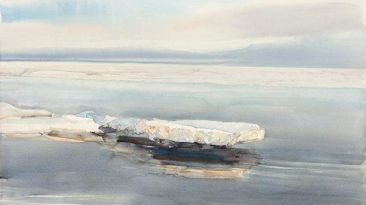 Lars Lerin, Rysk is II (Flaket), 2007. Akvarell, 105 x 155 cm. Foto: Lars Engelhardt