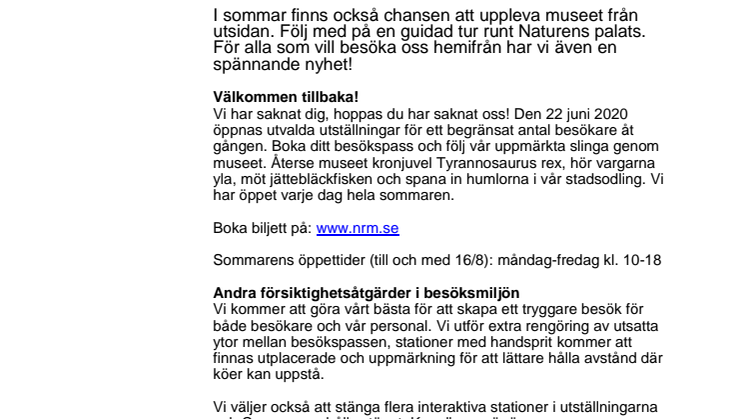 Det händer i sommar på Naturhistoriska riksmuseet