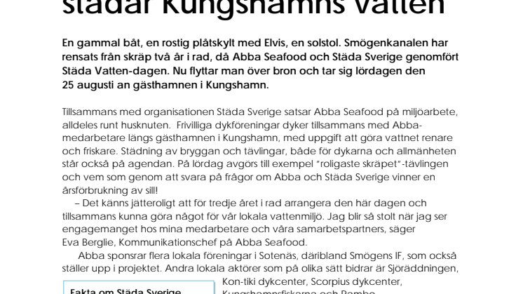 Abba och dykföreningar städar Kungshamns vatten