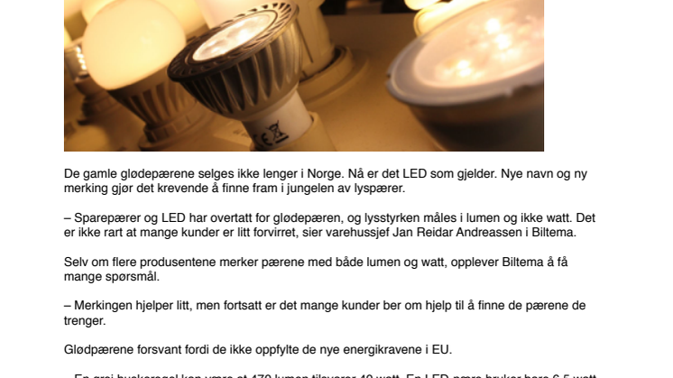 Mye forvirring om lyspærer
