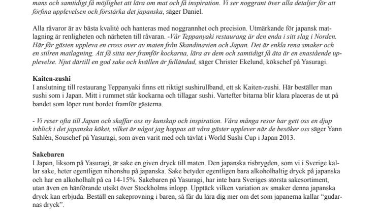 Restaurang Teppanyaki, en unik matupplevelse på Yasuragi Hasseludden