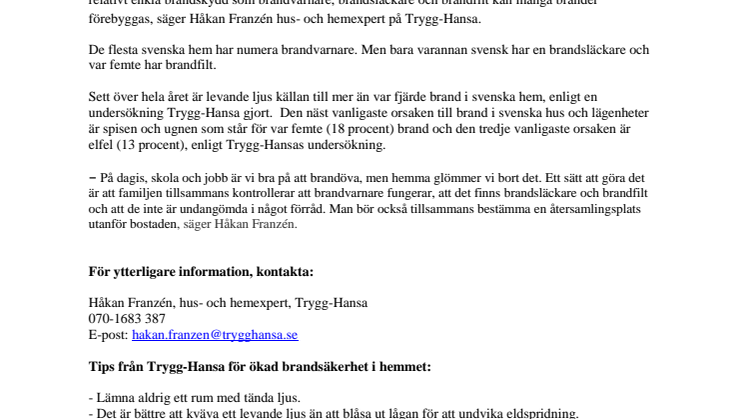 Hemmabränderna ökar med 40 procent i december