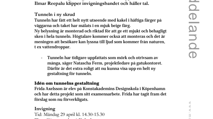 Kom och var med när vi inviger Dalaplans ”nya” gångtunnel
