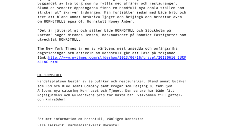 The New York Times hyllar Hornstull 