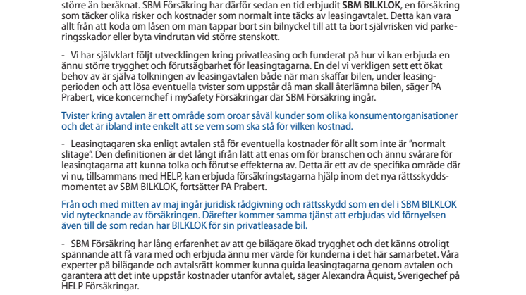 SBM och HELP Försäkring gör det enklare att lämna tillbaka privatleasad bil