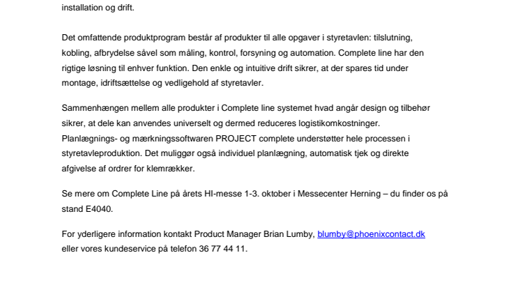 ​  Omfattende løsning til din styretavle: Complete line