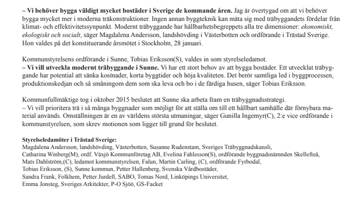 Sunne vill utveckla modernt träbyggande