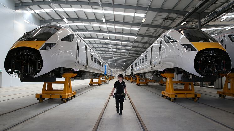 Building trains at Hitachi's facility in Newton Aycliffe