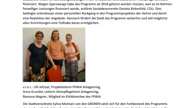 Die Mainmetropole hält am Frankfurter Programm Würde im Alter fest