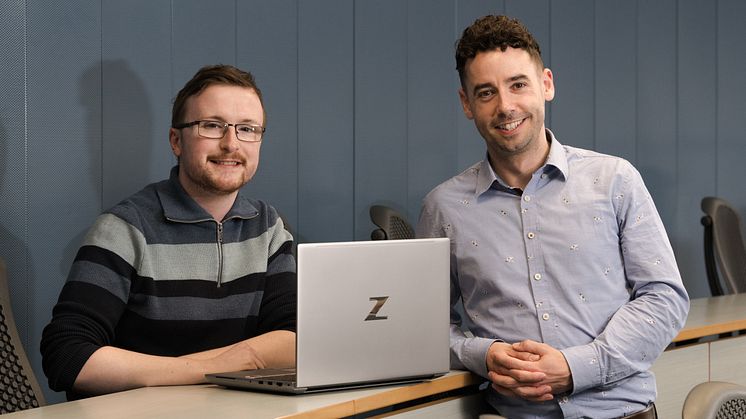 NUdata PhD student Luke McMullen (left) pictured with Dr Jason Byrne, Senior Data Scientist at consumer health company Haleon 